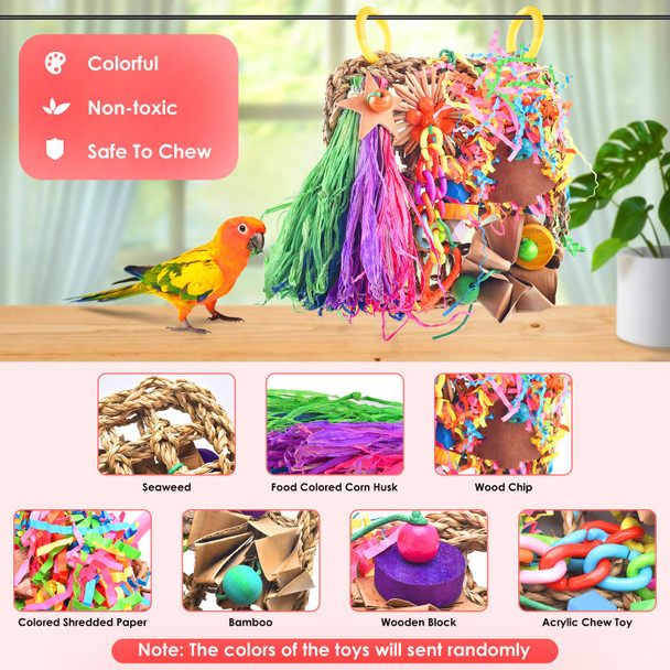 Katumo Conure Toys Bird Grass Mat Parakeet Shredder Hanging Toy Cockatiel Foraging Entertainments Parrot Climbing Wall Chewy Lovebird Cage Playthings For Small To Medium Birds