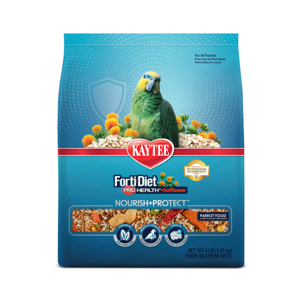 Kaytee Forti-Diet Pro Health+Safflower Nourish+Protect Parrot Food Supports Breeding And Molting Nutrition Backed By Science Digestive And Brain Health 4 Pounds