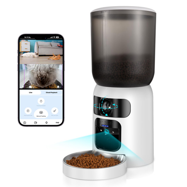 Kulahlik Cat Feeder Automatic Dog Feeder With Camera Cat Food Dispenser 5G Wifi Pet Feeder With 2-Way Audio Timed Pet Feeders Motion Detection& Nightvision&120Ãƒšã‚°Wideangle