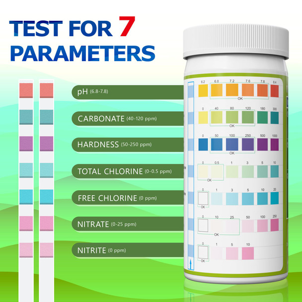 Labbestest Aquarium Test Strips - Aquarium Water Test Kit - 150 Fish Tank Testing Strips For Freshwater - Pond Water Tester Kits - Rapid Accurate Easy To Test Ph Carbonate Hardness And More (7-Way)