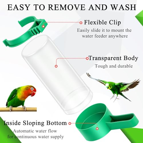 Lamoutor 4Pcs Bird Water Feeder Plastic Drinker Feeder Water Clip For Parrots Budgie Cockatiel Lovebirds