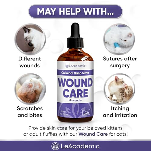 Leacademic Cat Wound Care In Drops Wound Care + Lavender Lavender & Vitamin E Drops Natural Ingredients All Ages And Breeds 2 Oz