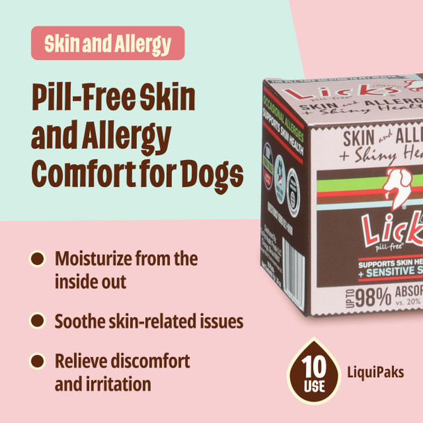 Licks Pill Licks - Skin & Allergy For Dogs - Liquipaks - 10 Use