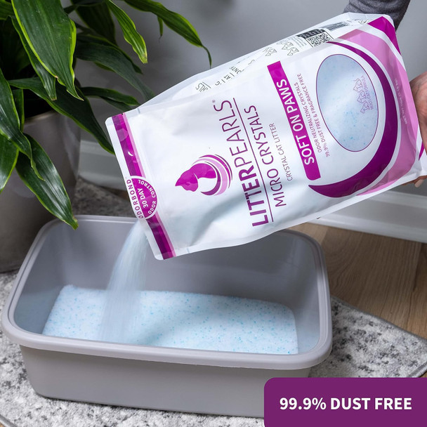 Litter Pearls Micro Crystals Unscented Non-Clumping Crystal Cat Litter With Odorbond 10.5 Pounds