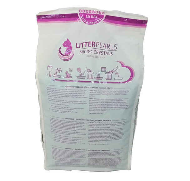 Litter Pearls Micro Crystals Unscented Non-Clumping Crystal Cat Litter With Odorbond 10.5 Pounds
