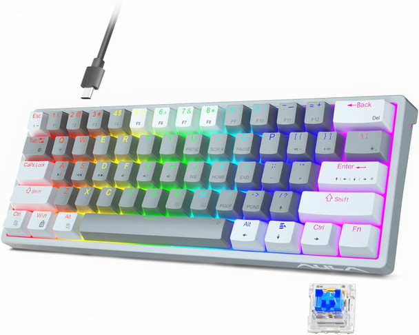 AULA 60 Percent Wired Mechanical Gaming Keyboard, 29 RGB Backlit Custom Hot Swappable Keyboard, Blue Switch 60% Mini Small Compact Keyboard for PC/Mac/Laptop/Wins —— (Wired Version) AULA 60 Percent Wired Mechanical Gaming Keyboard, 29 RGB Backlit Custom Hot Swappable Keyboard, Blue Switch 60% Mini Small Compact Keyboard for PC/Mac/Laptop/Wins —— (Wired Version)