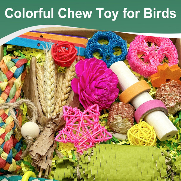 Loperdeve Natural Bird Toy Foraging Parrot Shredding Toys Box Conure Chewing Toys For Cockatiel Lovebird Parakeet Budgie Small-Medium Birds (Nature Color)