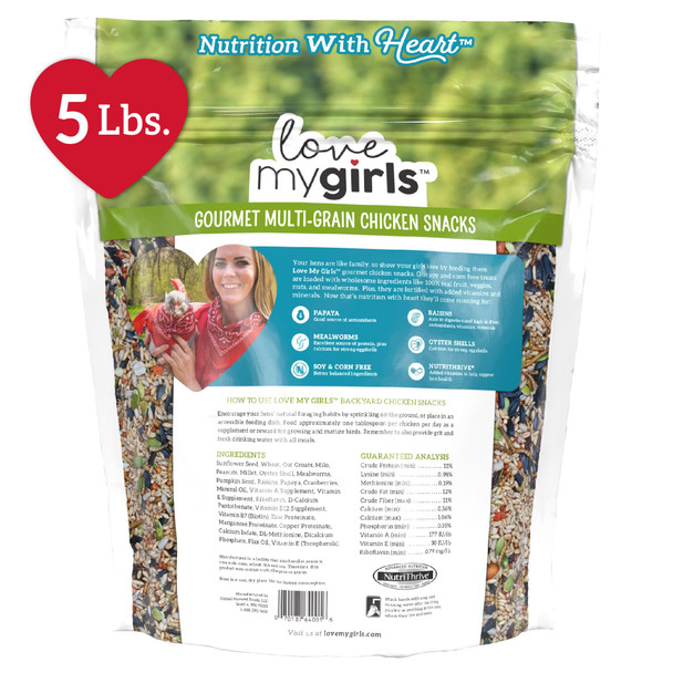 Love My Girls Chicken Snacks - Pumpkin & Worms - 2Lb Bag - Global Harvest Gourmet Multi-Grain Treats Corn- Nutritious & Protein Rich Mealworms