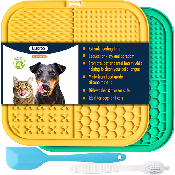 Lukito Lick Mat Ball & Bowl With Peanut Butter Frozen Treat Puzzle Dispenser For Anxiety Relief Reduce Boredom Perfect For Bathing Grooming (6 In 1)