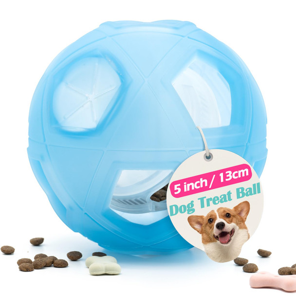 Lumoleaf Dog Treat Ball Toy 5Ãƒ¢Ã‚Š¬Ã‚ Interactive Puzzle Toy For Small & Medium Dogs Adjustable Difficulty Treat Dispenser Slow Feeder For Mental Stimulation & Boredom Relief Blue 13Cm