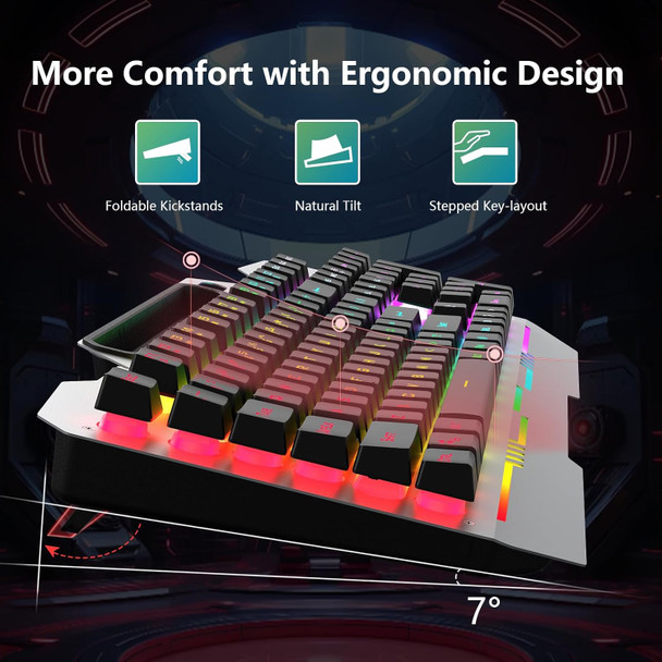 AULA Gaming Keyboard, 104 Keys Gaming Keyboard and Mouse Combo with Rainbow Backlit Quiet Computer Keyboard, All-Metal Panel, Waterproof Light Up PC Keyboard, USB Wired Keyboard for MAC Xbox PC Gamers AULA Gaming Keyboard, 104 Keys Gaming Keyboard and Mouse Combo with Rainbow Backlit Quiet Computer Keyboard, All-Metal Panel, Waterproof Light Up PC Keyboard, USB Wired Keyboard for MAC Xbox PC Gamers