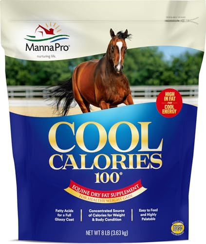 Manna Pro Cool Calories 100 Ãƒ¢Ã‚Š¬Ã‚‚¬Å’ Equine Fat Supplement For Horses Supports Healthy Weight Gain Muscle Maintenance & Shiny Coat Concentrated Dry Fat Calorie Booster Low-Starch Formula 8 Lb Bag