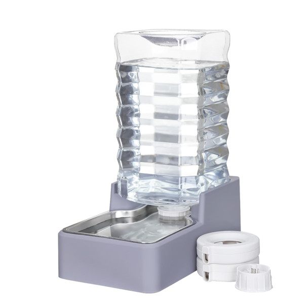 Masocat Automatic Dog Water Dispenser: White 9L Stainless Steel Gravity Feeder - Bpa- Large Capacity For Pets