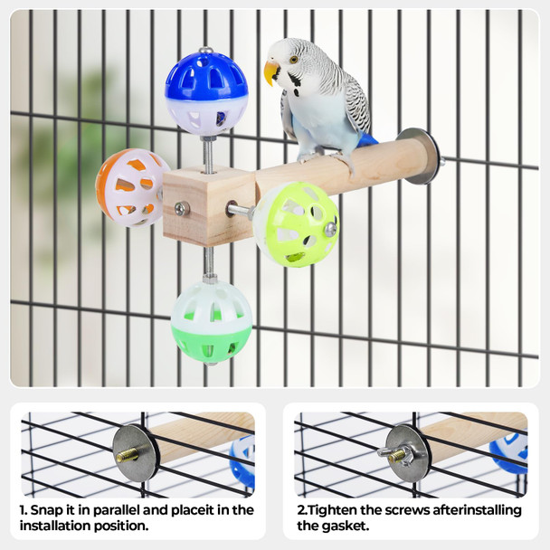 Matutinus Bird Stand Perch Toy With Rotating Balls Bird Toys For Parakeets Ideal For Parakeets Cockatiels & Lovebirds (Not For Too Small Birdcages - Avoid Unwanted Returns)(1Pcs)