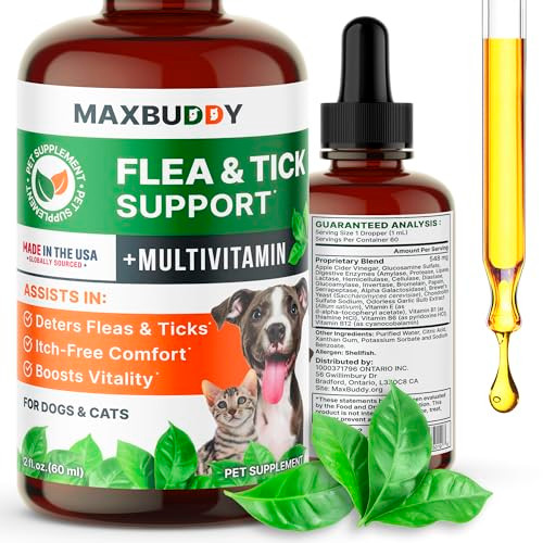 Maxbuddy Flea And Tick Oral Prevention Support & Treatment For Dogs And Cats Ãƒ¢Ã‚Š¬Ã‚‚¬Å’ Natural Flea Control With Multivitamin - Supplement Drops For Small And Large Dogs Ãƒ¢Ã‚Š¬Ã‚‚¬Å’ Made In The Usa