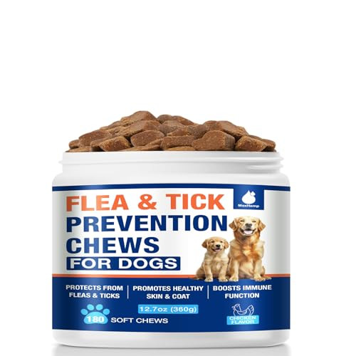Maxhemp Flea And Tick Prevention For Dogs Chewables Natural Dog Flea And Tick Treatment Oral Flea Pills For Dogs Puppy Skin & Coat Support Supplement - 180 Soft Treat (Chicken Flavor)