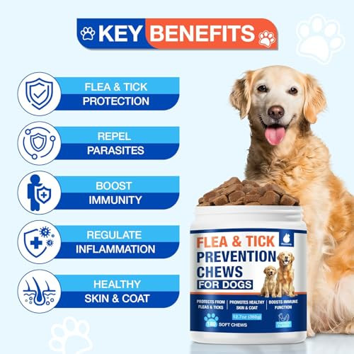 Maxhemp Flea And Tick Prevention For Dogs Chewables Natural Dog Flea And Tick Treatment 180 Counts Oral Flea Pills For Dogs Puppy Skin & Coat Support Supplement Chicken Flavor Soft Chews