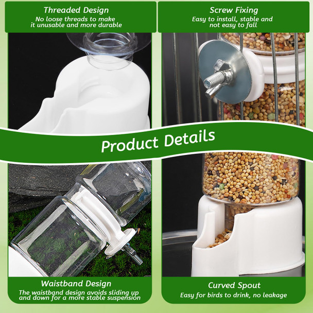 Mdakego 2 Pcs Automatic Bird Feeder And Drinker Set Hanging Bird Food Bowl Suitable For Parrots Cockatiels Budgies Rats Hamsters