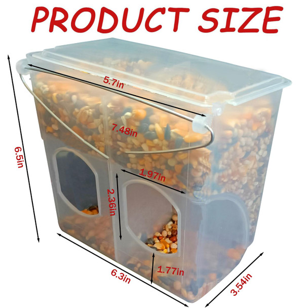 Mdakego Automatic Pigeon Bird Feeder Water Plastic Feeder Water Dispenser Drinkers For Cage No Mess Hanging Parrot Food Feeding Cage Accessories For Parakeet Quail Bird Chicken (3 Hole - Iron Wire)