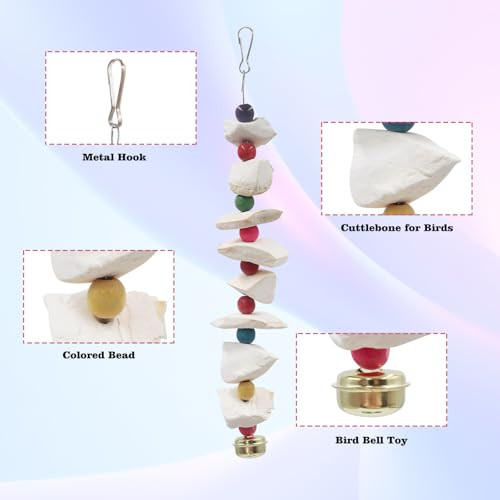 Minrzpet 2 Pack Bird Toys With Cuttlebone Parakeet Toys Bird Beak Grinding Stone Cage Accessories For Parakeets Cuttlefish Bone For Budgies Cockatiels Lovebirds Quakers Small To Medium