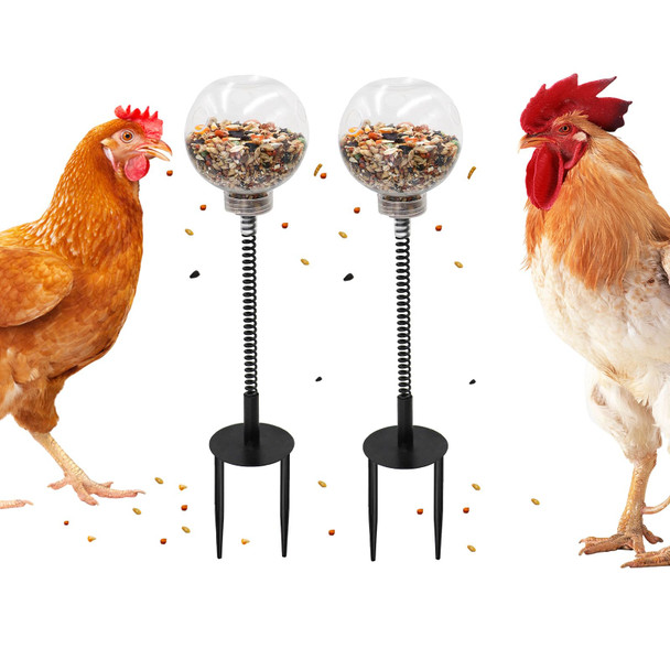 Minrzpet Chicken Treat Dispenser Chicken Enrichment Toys With Spring And Ground Stake Feeder For Coop Coop Accessories For Hens Geese Ducks Turkeys Other Poultry