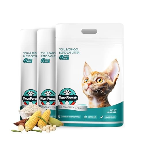 Moonforest Tofu Cat LitterNatural Odor Control Dust- Clumping Litter(5.5Lbã£Æ’Ã¢‚¬3Bags)