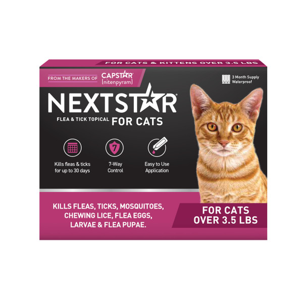 Nextstar Flea And Tick Prevention For Cats Repellent And Control Fast Acting Waterproof Topical Drops Flea Prevention For Cats Over 3.5 Lbs 1 Month Dose