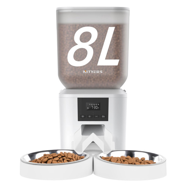 Nityers Automatic Dog & Cat Feeder With Camera & Wifi Ãƒ¢Ã‚Š¬Ã‚‚¬Å’ 8L/34 Cups 1080P Night Vision 2.4 & 5G Wifi 2-Way Talk 10S Voice Recording Timed Food Dispenser Up To 99 Portions 15 Meals Per Day