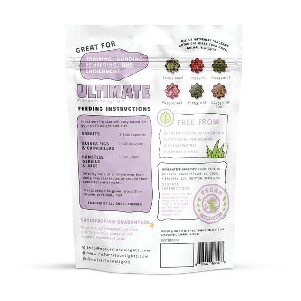 No Furries Delights Forage Mix100% All Natural Botanical Herb Treat For Rabbit Hamster Guinea Pig Chinchilla Chicken Gerbil Degu & Other Small Animals (All In One Forage Mix 30G)