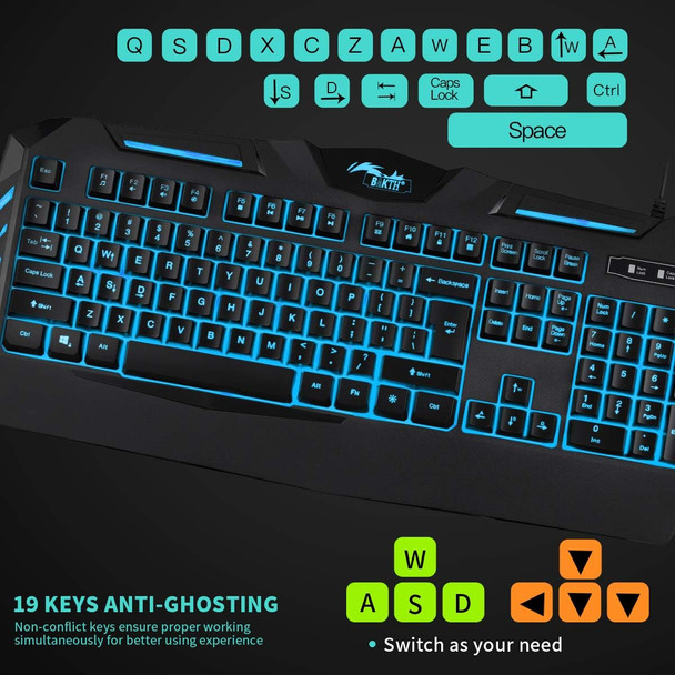 7 Colors LED Backlit Gaming Keyboard, Mechanical Feeling and Waterproof, Illuminated USB Wired Keyboard for Pro PC Gamer or Office 7 Colors LED Backlit Gaming Keyboard, Mechanical Feeling and Waterproof, Illuminated USB Wired Keyboard for Pro PC Gamer or Office