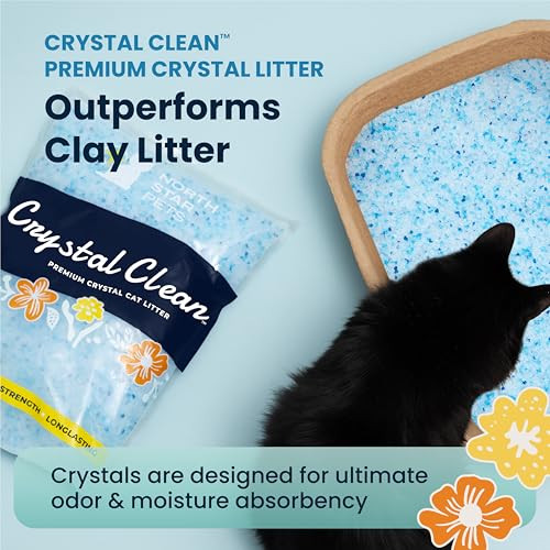 North Star Pets Crystal Clean Premium Fresh Scent Crystal Cat Litter With Odor Control (5X Faster) Best Lightweight Non Clumping Kitty Litter To Absorb Urine Dries Solid Waste (2X4.3 Lb Bags)