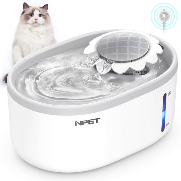 Npet 2L/67Oz Cat Water Fountain With Visable Water Level Window Cute Automatic Pet Water Fountain With Quiet Pump Dog Water Dispenser For Drinking Smart Fountain