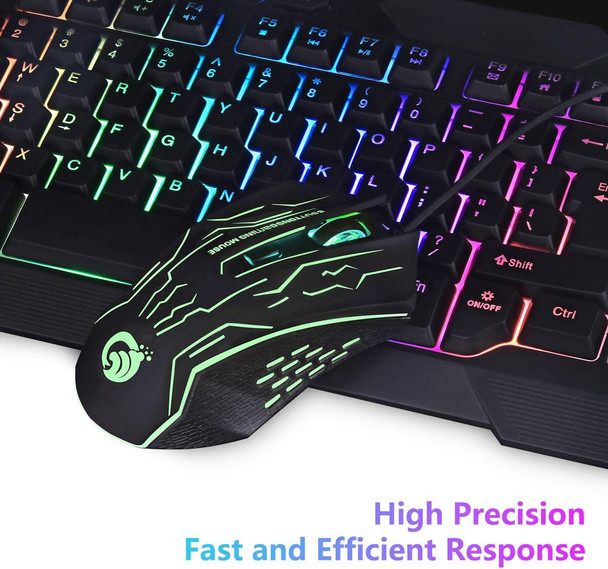 Multiple Color LED Rainbow Backlit Wired Gaming Keyboard and Mouse Combo, USB Ergonomic Computer Keyboard with 7 Colors 3600DPI 6 Button Mouse for PC Windows Mac Game and Work Multiple Color LED Rainbow Backlit Wired Gaming Keyboard and Mouse Combo, USB Ergonomic Computer Keyboard with 7 Colors 3600DPI 6 Button Mouse for PC Windows Mac Game and Work
