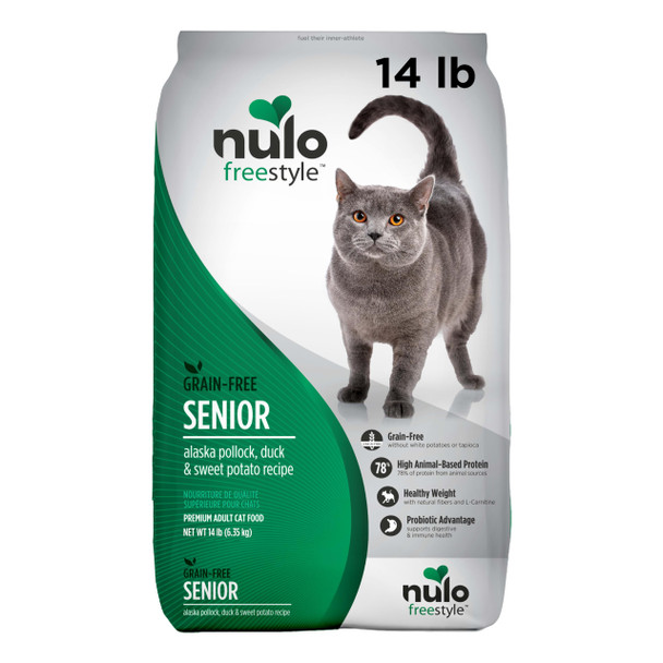 Nulo Style High Protein Senior Cat Food Alaska Pollock & Sweet Potato Recipe - Natural Grain- Dry Cat Food For Seniors With L-Carnitine Omega Fatty Acids & Probiotics 4 Lb Bag