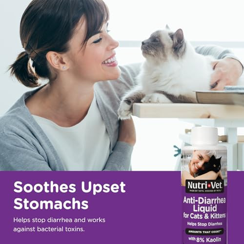 Nutri-Vet Anti-Diarrhea Liquid For Cats Gentle Formula With Pectin And Kaolin Soothes Upset Stomach And Irritated Gi Tract Slows Stool Passage Cat Essentials Detoxifies Bacterial Toxins 4Oz