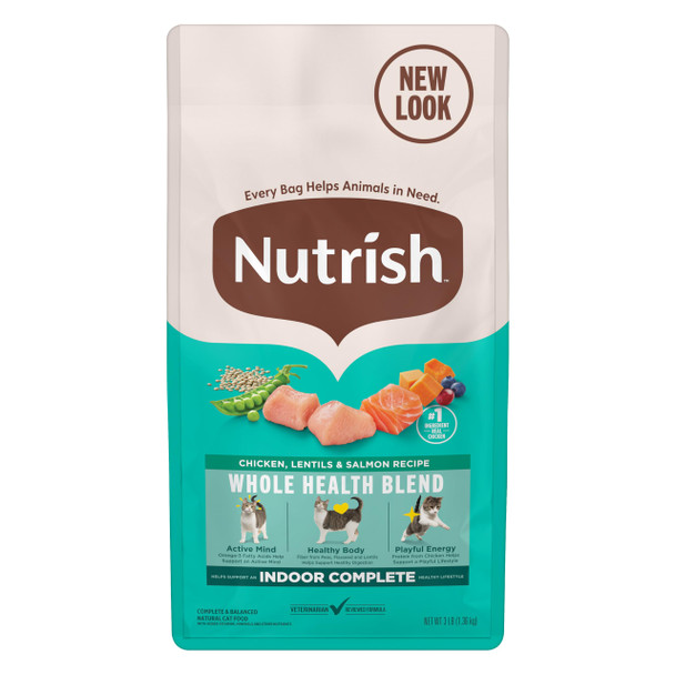 Nutrish Indoor Complete Chicken Lentils & Salmon Recipe Dry Cat Food 6 Lb. Bag Packaging May Vary (Rachael Ray)