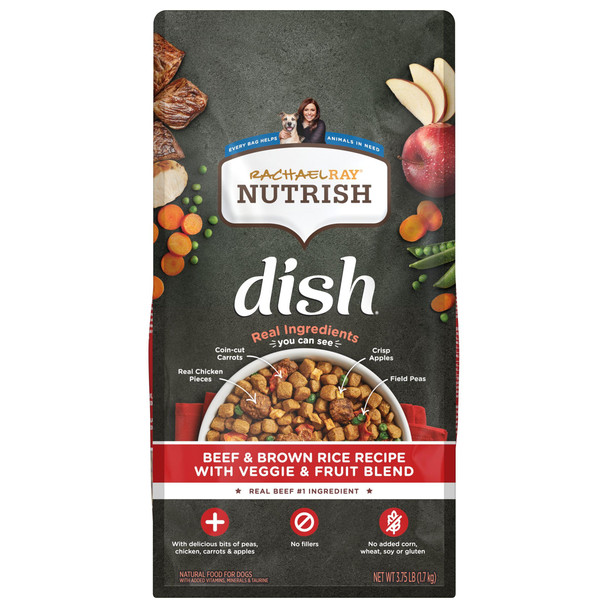 Nutrish Rachael Ray Dish Beef & Brown Rice Recipe With Veggie & Fruit Blend Dry Dog Food 11.5 Lb. Bag