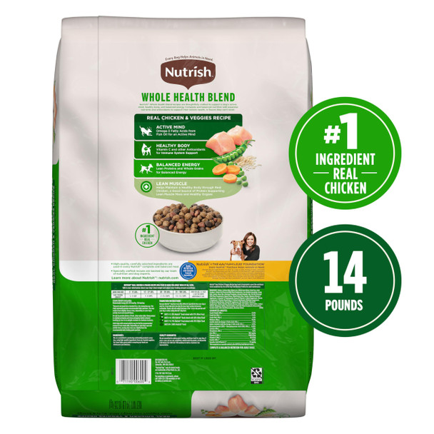 Nutrish Dry Dog Food Real Chicken & Veggies Recipe Whole Health Blend 6 Lb. Bag (Rachael Ray)