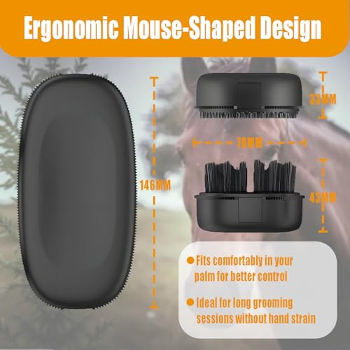 Oasirep 2-In-1 Horse Grooming Brush Ãƒ¢Ã‚Š¬Ã‚‚¬Å’ Double-Sided Deshedding & Curry Comb Tool For Horses Dogs & Cats Soft & Hard Bristles Pet Grooming & Bathing Supplies