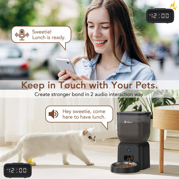 Olfjurk Automatic Dog & Cat FeederApp Controlled With Freshness Preservation 4L Timed Cat Feeder With Timer Programmable Hd Camera For Voice And Video Recording (Black