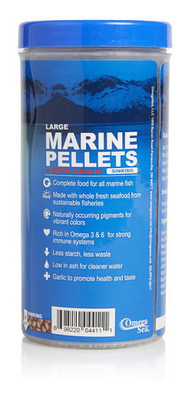 Omega One Garlic Marine Large Sinking Pellets 9 Oz.