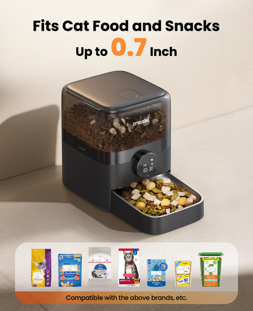 Oneisall Cordless Wifi Automatic Cat Feeder Tasty S2 Pro Rechargeable 100-Day Battery Operated Pet Feeder 12 Cups/3L Timed Cat Food Dispenser For Large Kibble Smart App Control (Black)