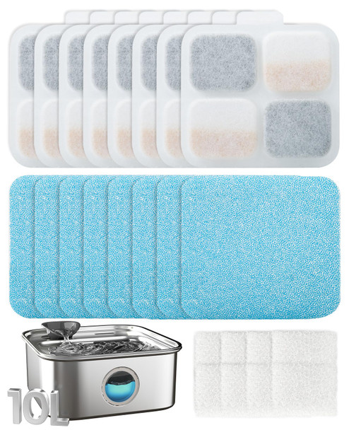 Oneisall Dog Water Fountain For Large Dogs 10L/2.6Gal Dog Fountain Water Bowl With Multi-Filtration & Deeper Drinking Aera Large Pet Water Fountain With Water Window & Led Ultra-Quiet