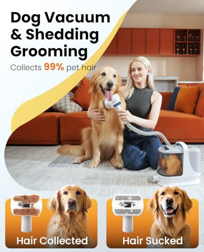 Oneisall Dog Grooming Vacuum 13000Pa Powerful 3L Dust Cup Pet Grooming Vacuum With Dog Clippers & Shedding Brush 7 Dog Grooming Kit 3L Dust Cup Super Quiet 3 Suction Levels Bm3