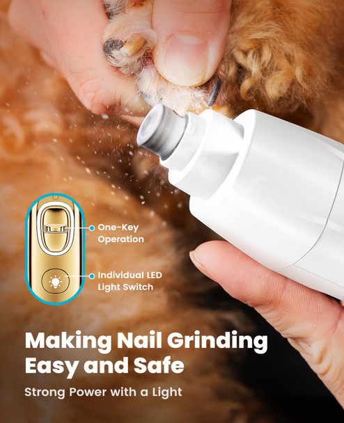 Oneisall Quiet Dog Clippers For Grooming Led Light Cordless Dog Grooming Kit 4 In 1 2000Mah Pet Clippers Paw Trimmer Nail Grinder For Paw Nail Face Ears Legs Body