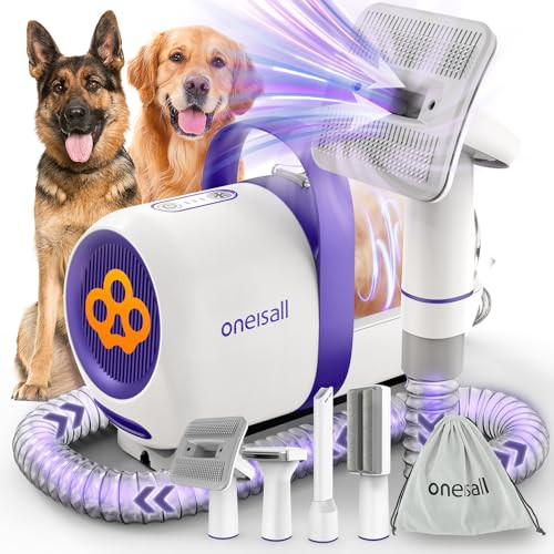 Oneisall Dog Hair Vacuum & Dog Grooming Kit/Low Noise Dog Grooming Vacuum12KpaDog Vacuum For Shedding Grooming For Pet Hair&Home Cleaning