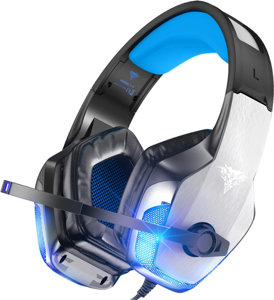 BENGOO V-4 Gaming Headset for Xbox One, PS4, PC, Controller, Noise Cancelling Over Ear Headphones with Mic, LED Light Bass Surround Soft Memory Earmuffs for PS2 Mac Sega Dreamcast PS5 Games BENGOO V-4 Gaming Headset for Xbox One, PS4, PC, Controller, Noise Cancelling Over Ear Headphones with Mic, LED Light Bass Surround Soft Memory Earmuffs for PS2 Mac Sega Dreamcast PS5 Games