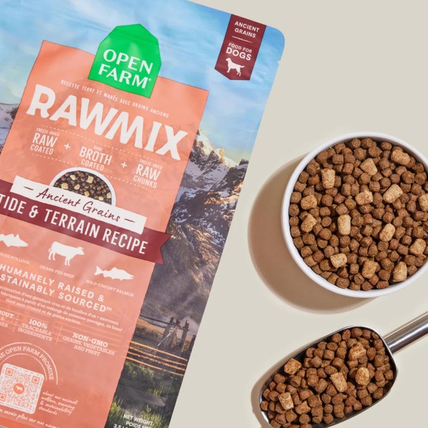 Open Farm Rawmix Dry Dog Food With Ancient Grains Protein-Packed Kibble Coated In Bone Broth With Ze Dried Raw Chunks Salmon Whitefish & Rockfish Wild Ocean Recipe 20Lb Bag