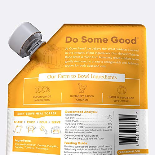 Open Farm Chicken Bone Broth Food Topper For Both Dogs And Cats With Responsibly Sourced Meat And Superfoods Without Artificial Flavors Or Preservatives 12Oz