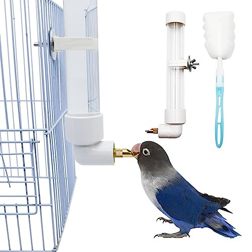 Otkarxus Automatic Parrot Water Dispenser - 130Ml Bird Water Bottle With Cleaning Brush Cage Accessories Drinker Bowl Fountain For Parakeet Cockatiel Lovebirds